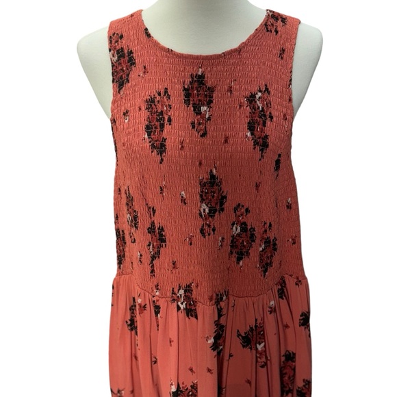 Torrid Rust Floral Print Smocked Challis Midi Dress - Picture 3 of 11